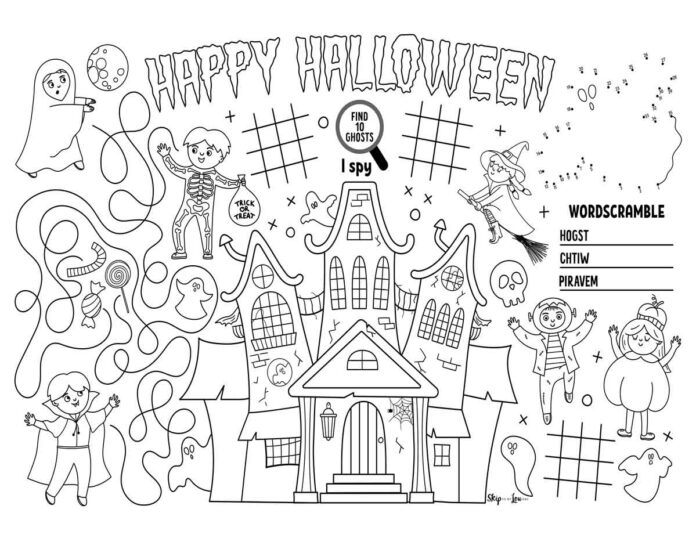 halloween activity placemat