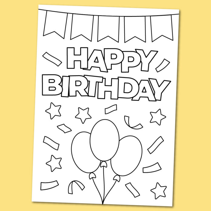 Printable Happy Birthday coloring card