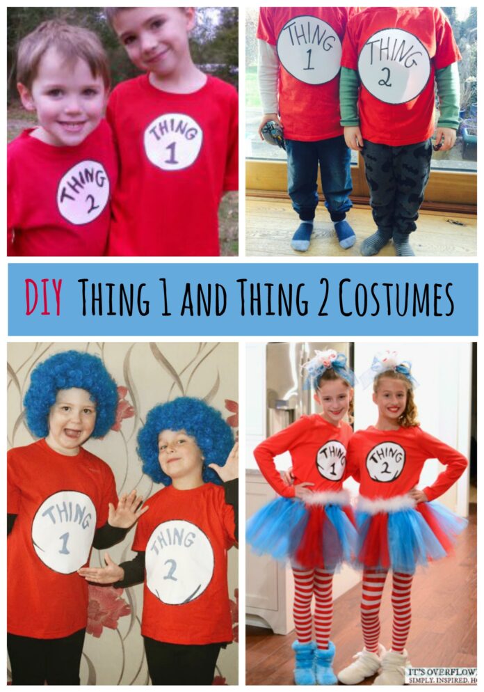 Super fun DIY Thing 1 and Thing 2 shirts, great for Dr Seuss Day or Halloween costumes!