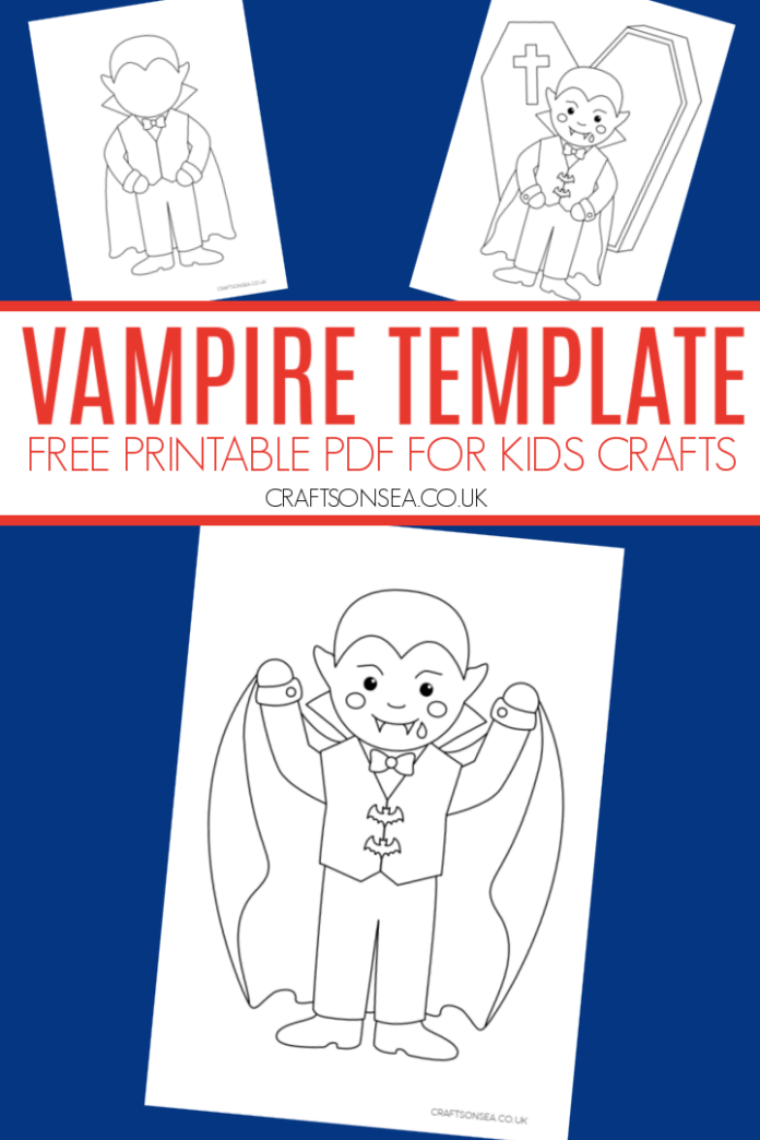 Vampire template for kids crafts coloring sheet