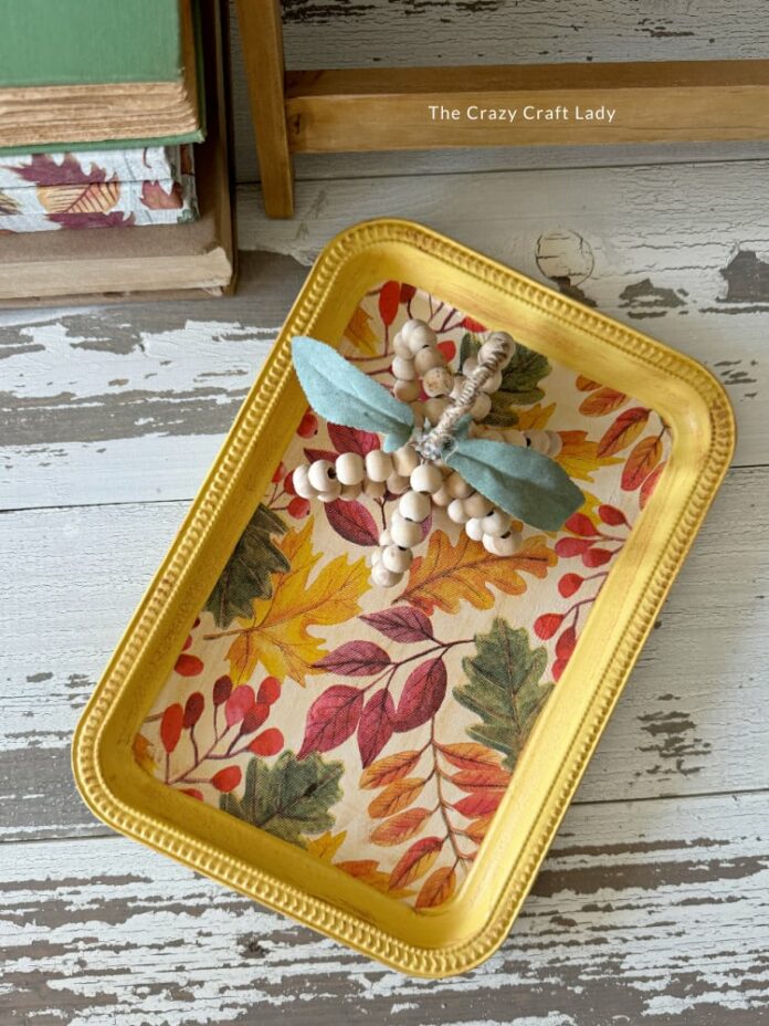 Fall Decoupage Tray Craft - The Crazy Craft Lady