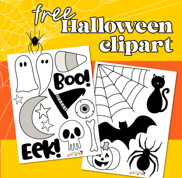 Free Halloween clipart - A girl and a glue gun