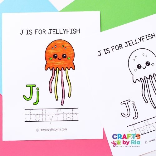 J is for Jellyfish coloring page