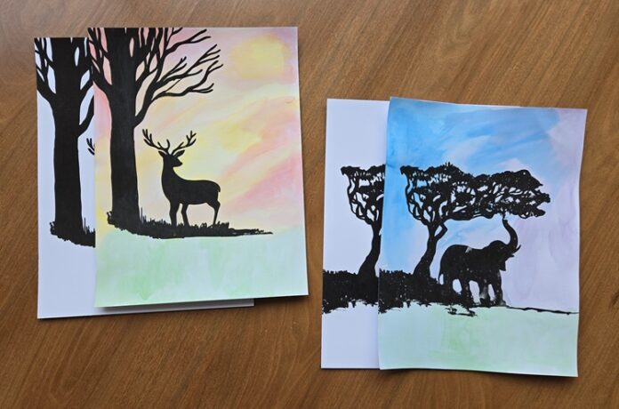 Easy Watercolor Craft Kit Activity - Nature Silhouette Designs