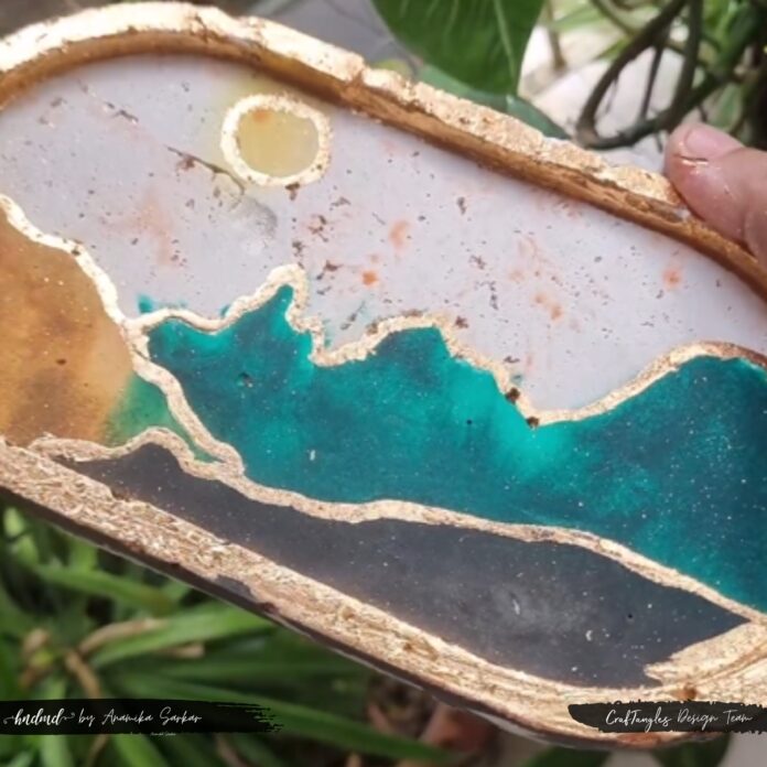 Beautiful tray with Art Cast (Jesmonite Alternative)