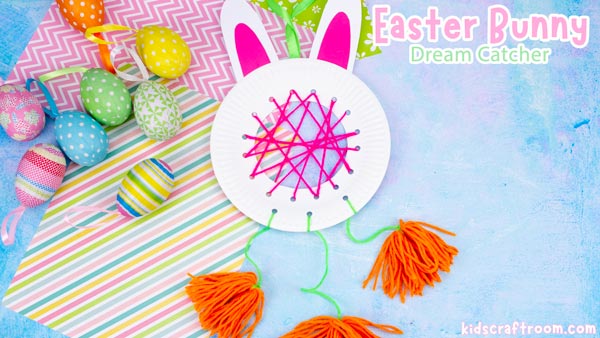 Cute DIY Easter Bunny Dream Catcher Craft For Kids