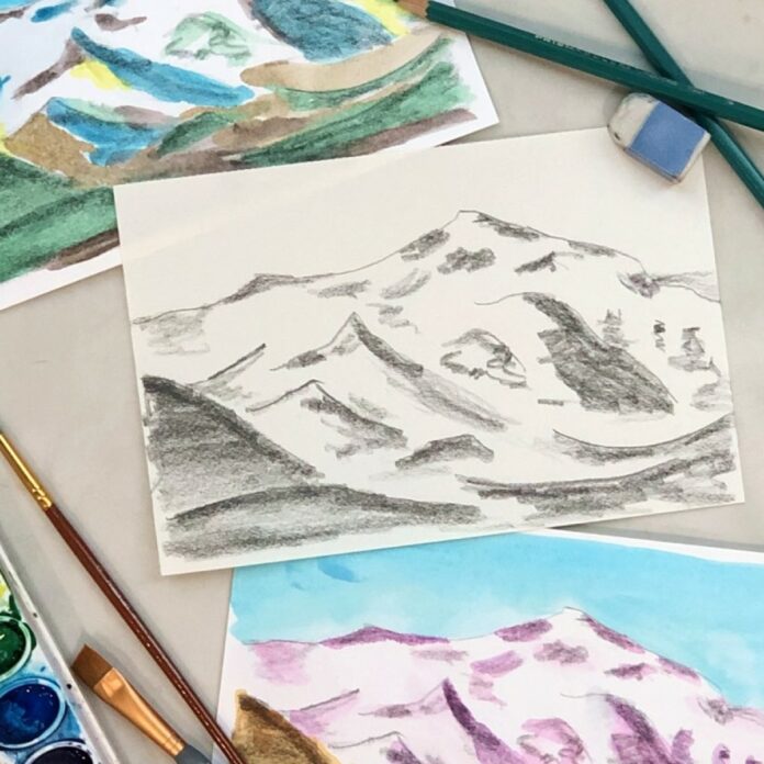 Drawing a Moutain Scene with Easy Pencil Sketch